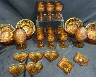 Vintage Tiara Amber Glass Collection – Fairy Lights, Goblets, Bowls & Trinkets

