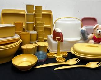 Vintage Yellow & Pink Tupperware Assortment – Large Mixed Lot
