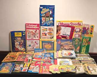 Vintage Kids Puzzles, Games, Books, Calendar, TYCO Magna Doodle, Care Bears & More!
