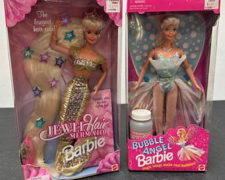Vintage Jewel Hair Mermaid (1995) & Bubble Angel Barbie (1994) – New in Box

