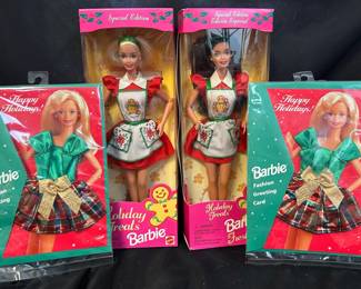 '97 Special Edition Holiday Treats Barbies & '95 Vintage Barbie Fashion Greeting Cards – New in PKG
