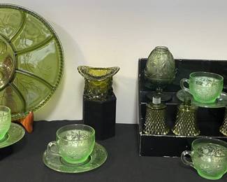 Fenton, Tiara, & Indiana Green Glass Collection