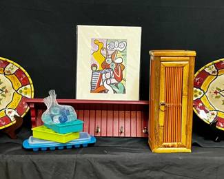 Colorful Home Accents: Pier 1 Platters, Picasso Print, Accent Shelf & More