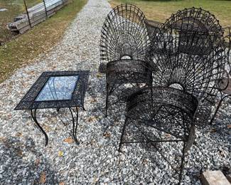 wrought iron Peacock chairs set, possibly vintage Salterini