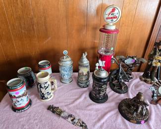 Beer steins, military and western collectibles 