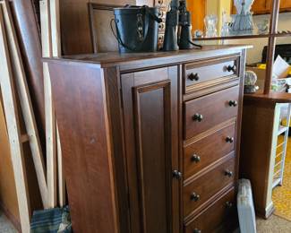 Antique binoculars and armoire