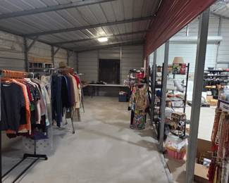 View from the dressing room, all left side is clothing, shoes and childrens