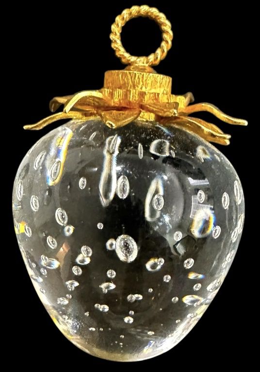 18K Gold Steuben Strawberry Pendant 