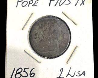 1856 Pope Pius IX 1 Lira Coin 