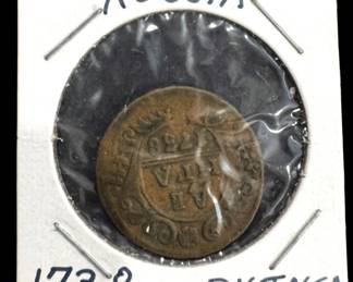 1738 Russia Denga Coin 