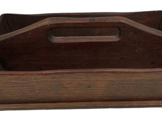 Primitive Oak Wood Cutlery Caddy 