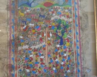 Mexican Tradition Folk Art Bark Paper Painting