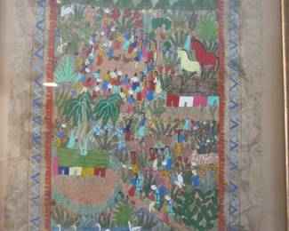 Mexican Tradition Folk Art Bark Paper Painting