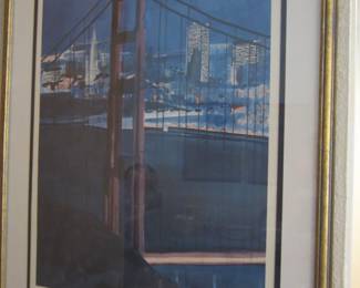 Golden Gate Bridge Lithograph Commemorating the 50th Anniversary.  Original by Tony Bennett.  This is 1 of 1000 only signed by Tony Bennett.