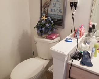 Commode; Blue Heron plaque