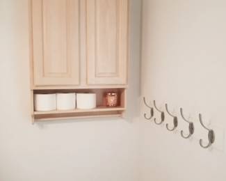 Bathroom cabinet; hook rack
