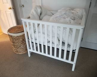 Mini crib; hamper