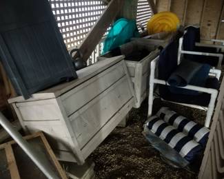 Deck boxes; PVC chairs
