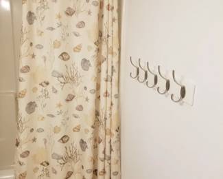 Shower curtain; hook rack
