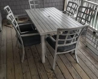 Outdoor dining sets seat 6; two sets available