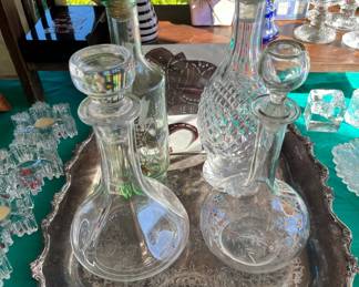 Another antique tray with decanters
