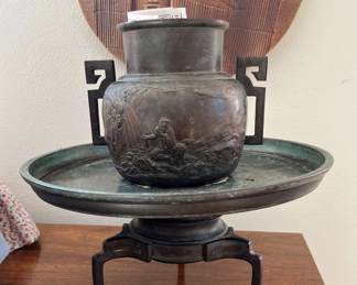 Antique Japanese bronze usubata (3 pieces)