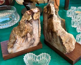 Polished geode bookends
