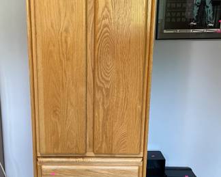 Narrow oak armoire