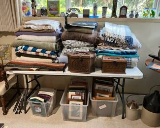 Blankets, sewing boxes, more frames