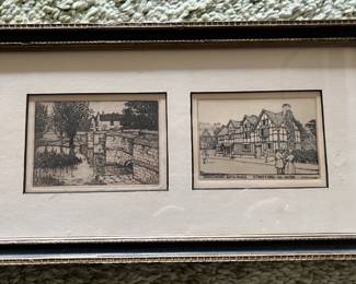 Vintage print: Stratford on Avon & Shakespeare's home
