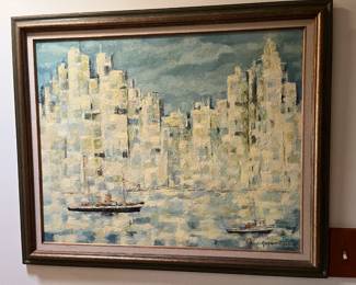 LISTED ARTIST: Margaret Fischer - PNW artist (1930-2006), Cityscape