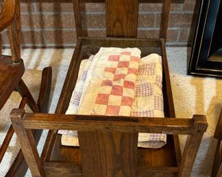Antique oak doll bed