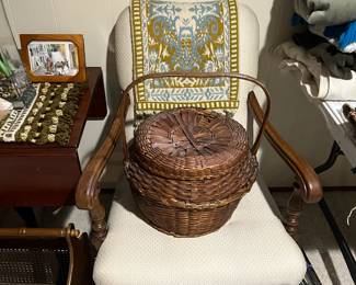 Vintage chair and old sewing basket
