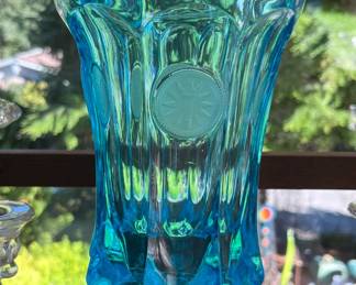 Fostoria Coin Dot turquoise  urn