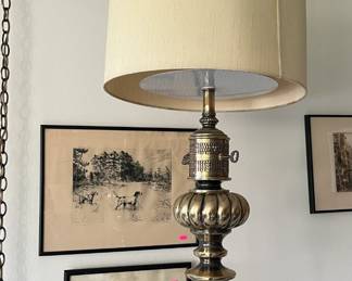 Stieffel hanging swag lamp with drum shade