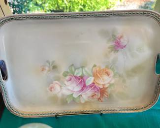 Hand painted roses dresser tray