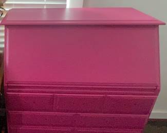 Hand painted beautiful hot pink secretary desk/dresser! Her name is Diva! (Not shown: original handles included)