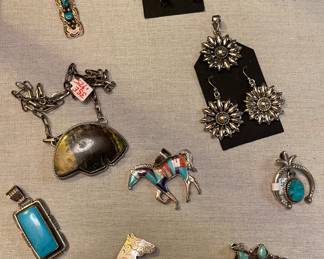 STERLING SILVER AND TURQUOISE JEWELRY