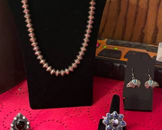 STERLING NAVAJO PEARL NECKLACE 