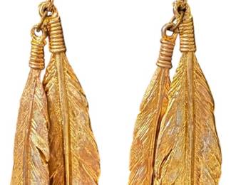 Feather Design Gold Tone Earrings 