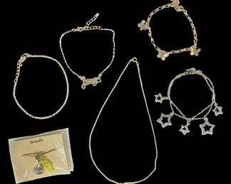 6 GldSlvr Toned BraceletsAnkletsNecklace 