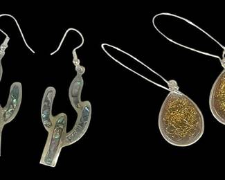 2 Pair Metal Dangling Earrings 