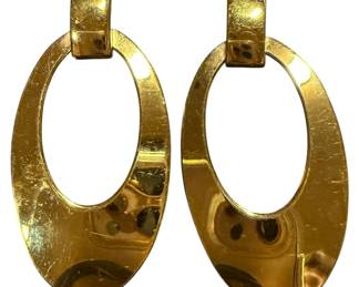 Gold Tone Oblong Loop Earrings 
