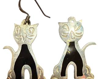 Kitty Cat Mexican Alpaca Earrings 