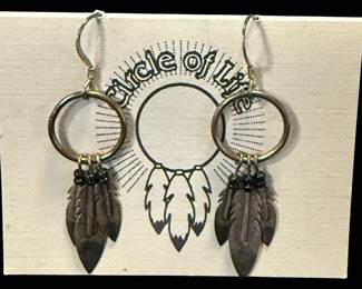 Circle of Life Silver Tone Earrings 