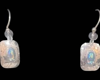 Silver Toned Dangle with Stone Earrings 