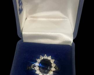 Princess Diana Style Sapphire CZ Ring 