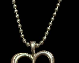 925 Sterling Silver Stamped Heart Necklace 