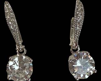 925 Sterling Silver Faux Diamond Earrings 