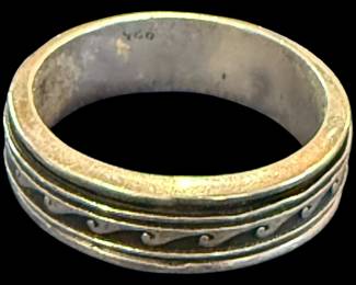 925 Sterling Silver Wave Ring Sz 13.5 